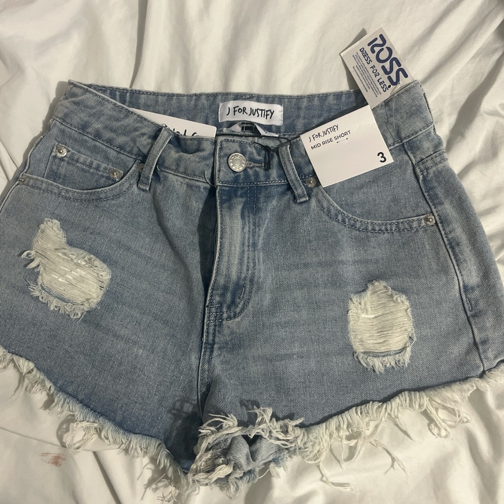 Justice Women's Light Blue Distressed Jean Shorts